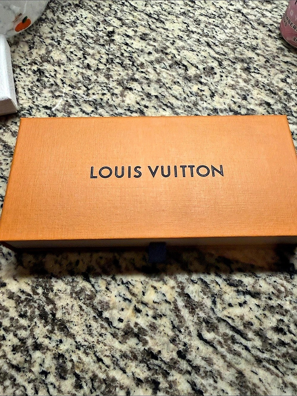 Louis Vuitton Imperial Saffron Drawer Gift Box with Blue Ribbon Pull Orange &